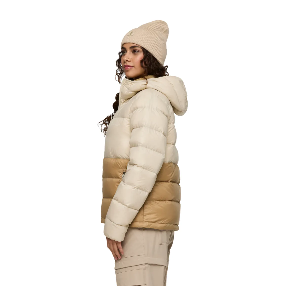 Cotopaxi Fuego Max Down Hooded Dunjakke, dame (Cream and Khaki)